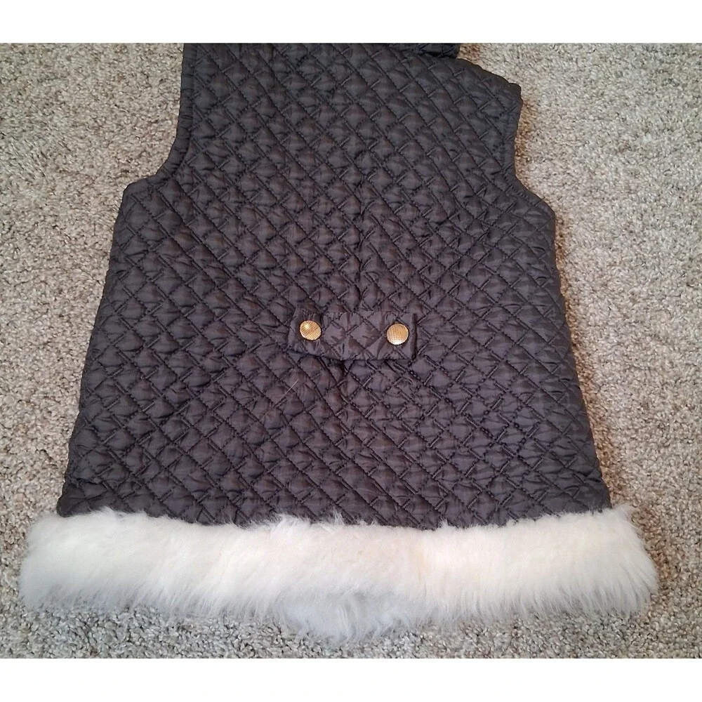 Savannah Toddler Quilted Faux Fur Lined Hood Vest Girls 4T